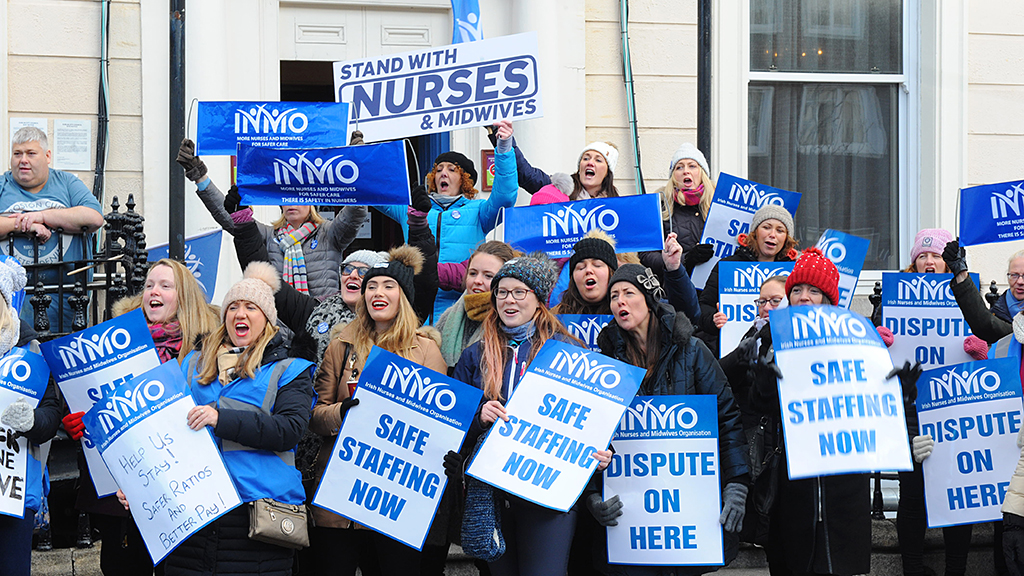 Nurses on strike at Temple Street in Dublin in 2019