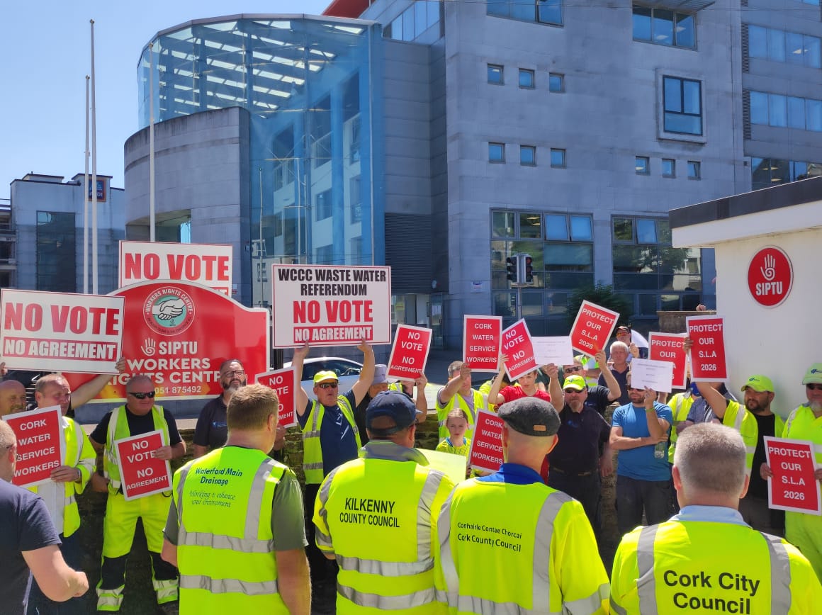 Picture showing water workers on strike.
