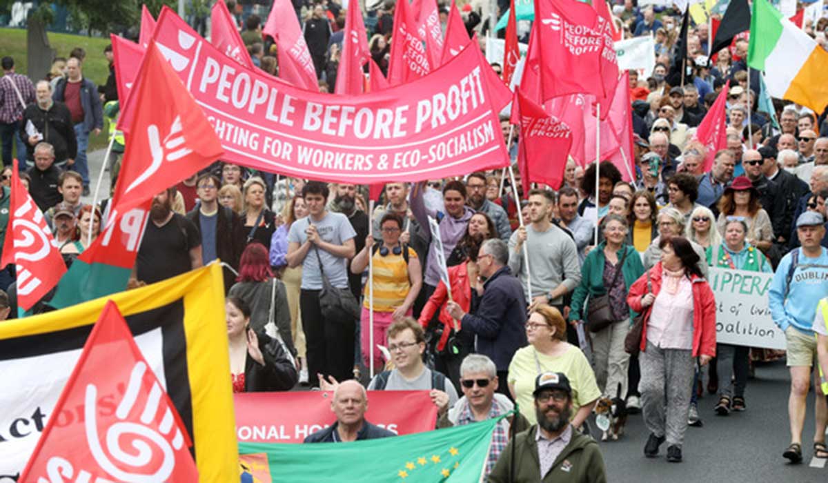 Picture showing the People Before Profit contingent in a demonstration