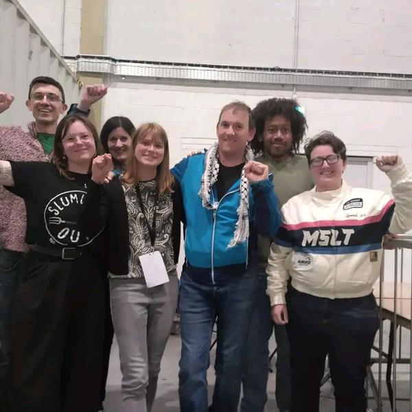 Image showing Madeleine Johansson, Darragh Adelaide, Gino Kenny and other PBP comrades after Madeleine was re-elected to South Dublin County Council on 8 June 2024