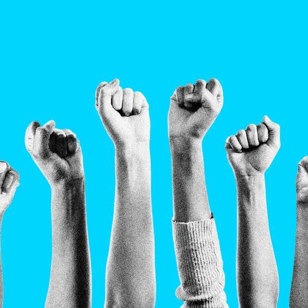 Raised fists