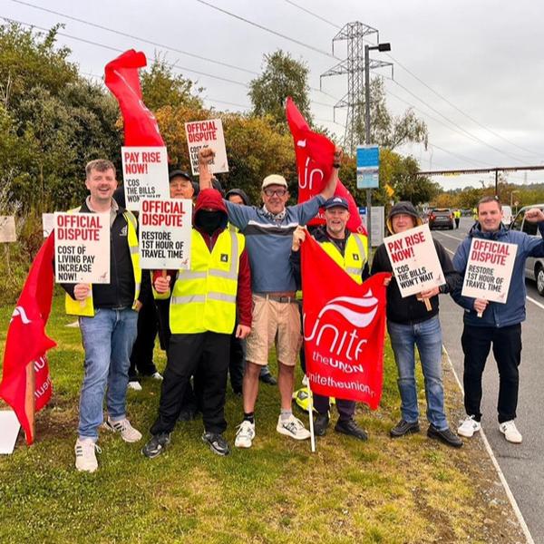 Construction workers on strike