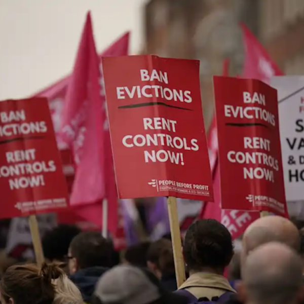 People Before Profit housing placards on a housing protest