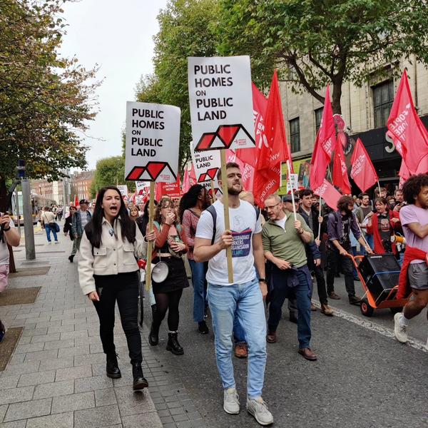 Group of people on a protest in Dublin