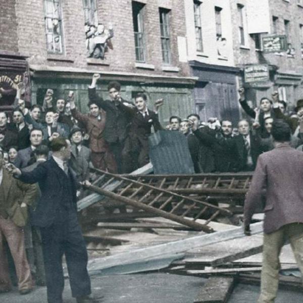 Anti fascists at Cable Street in London